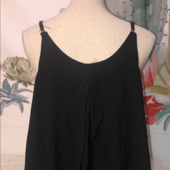 Beaded Strap Flowy Tank Top w/Off Shoulder Sleeve - Picture 3 of 5